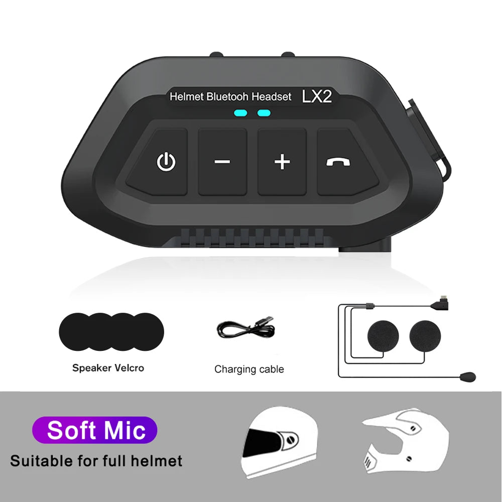 Bluetooth 5.0 Motorcycle Helmet Headset Wireless Noise Reduction Headset IP67 Waterproof Cycling Supports Hands Free Call Music