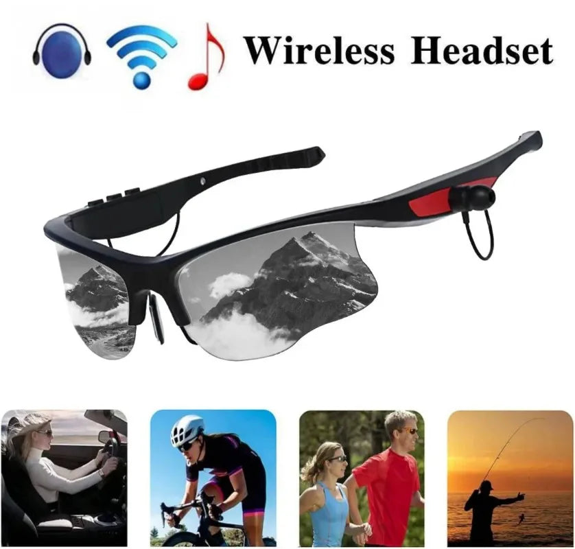 Wireless Bluetooth Headset With Polarized Sunglasses, Smart Glasses Headphone Built-in Mic For Cycling Running Driving Fishing
