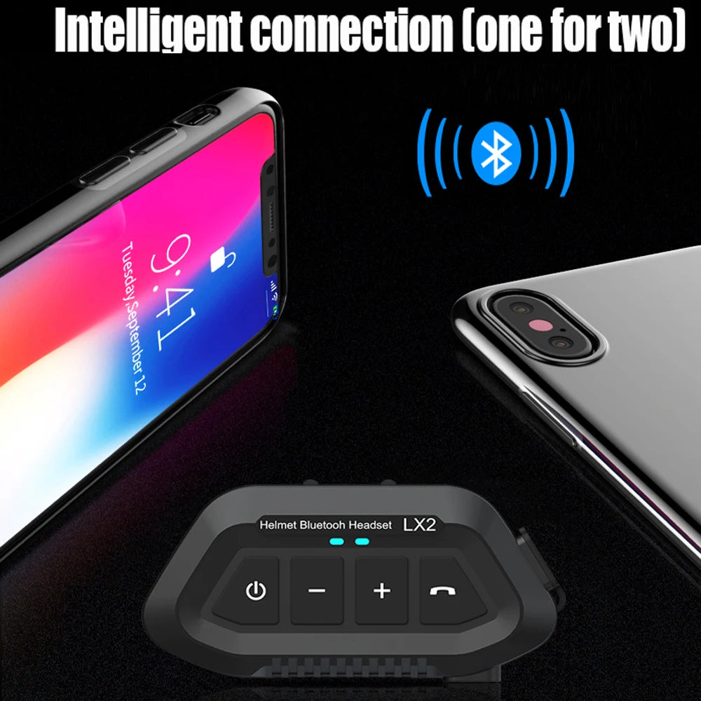 Bluetooth 5.0 Motorcycle Helmet Headset Wireless Noise Reduction Headset IP67 Waterproof Cycling Supports Hands Free Call Music