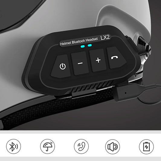 Bluetooth 5.0 Motorcycle Helmet Headset Wireless Noise Reduction Headset IP67 Waterproof Cycling Supports Hands Free Call Music
