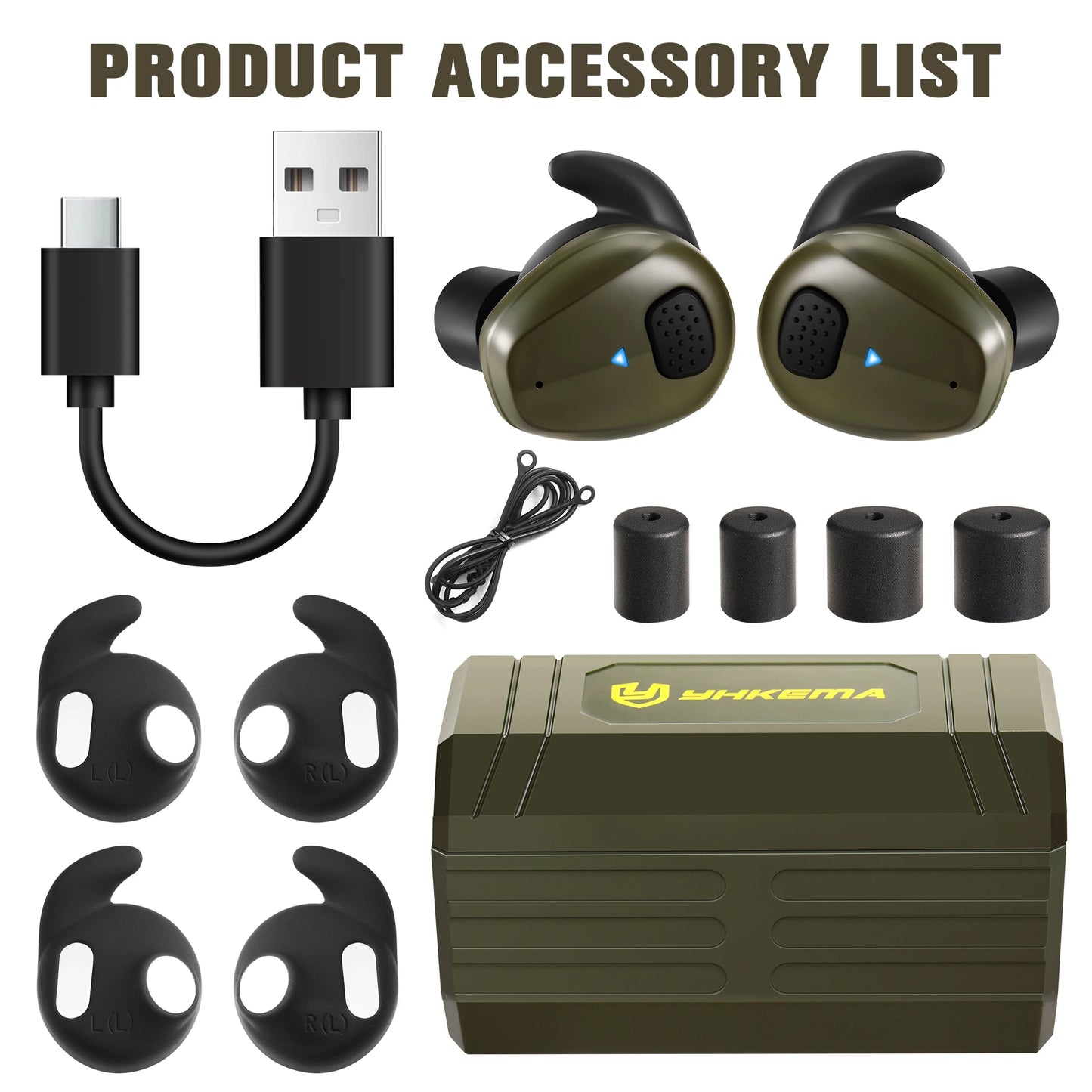 Tactical Shooting Headset Bluetooth 5.3 Connects to electronic pickup noise cancelling in-ear protective earplugs