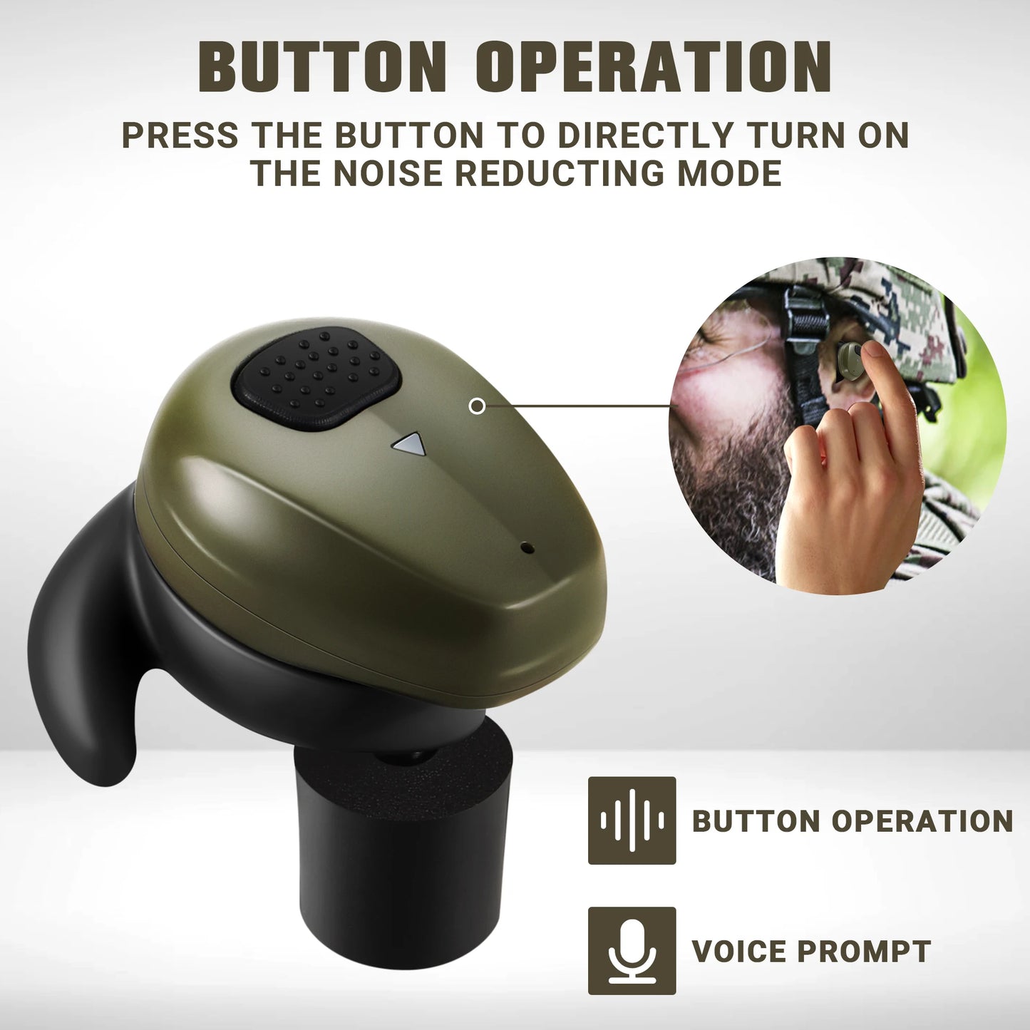 Tactical Shooting Headset Bluetooth 5.3 Connects to electronic pickup noise cancelling in-ear protective earplugs
