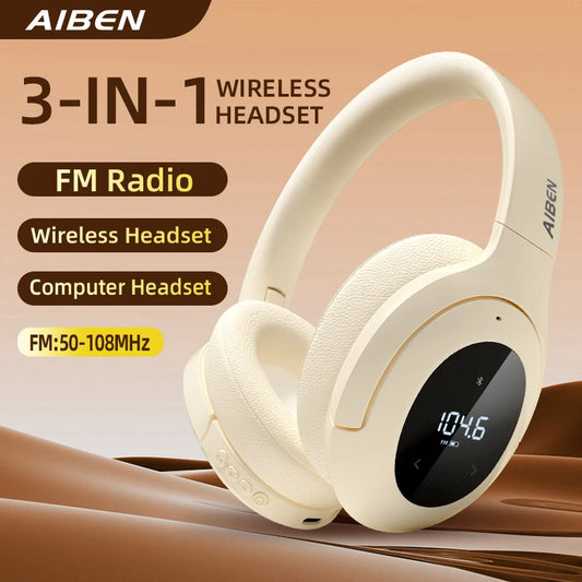 Bluetooth Headset with FM Radio Wireless Headset Bluetooth Earphone For HIFI Stereo With Built-in Mic