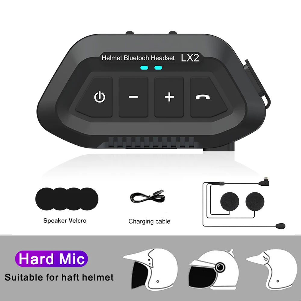 Bluetooth 5.0 Motorcycle Helmet Headset Wireless Noise Reduction Headset IP67 Waterproof Cycling Supports Hands Free Call Music